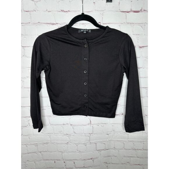 NEW ASOS Missguided 2 Pack Button Front Long Sleeve Crop Tops Black Womens US 2 - Picture 2 of 5